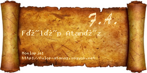 Fülöp Atanáz névjegykártya